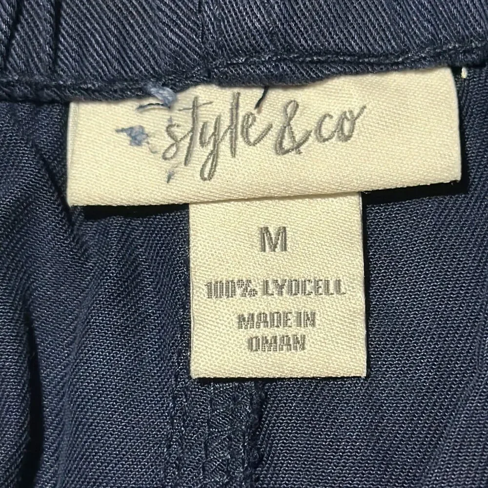 Style & Co. Women's Industrial Blue Drawstring Waist Cut Off Shorts Size Medium - Picture 5 of 7